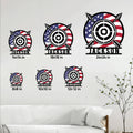 Archery target metal sign size guide showing available square sizes from 8 by 8 to 24 by 24 inches