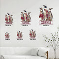Floral penguin metal sign size guide showing six available square size options