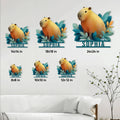 Capybara metal sign size guide showing six available sizes in a living room setting
