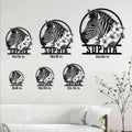 Zebra floral metal sign size guide showing six available square size options for wall decor