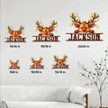 Reindeer metal sign size guide showing available square sizes from 8 by 8 to 24 by 24 inches