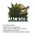 Alligator metal sign product graphic showing the detailed swamp reptile artwork and cut-metal sign presentation