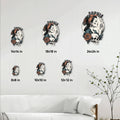 Gothic pin-up skull metal sign size guide showing available square sign dimensions