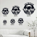 Astronaut metal sign size guide showing multiple dimensions for space-themed wall decor