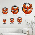 Phoenix metal sign size guide showing available square sizes from 8 by 8 to 24 by 24 inches