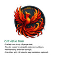 Phoenix metal sign feature graphic showing the fiery bird artwork and cut metal sign design
