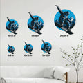 Snowboarding metal sign size guide showing available options from 8 by 8 to 24 by 24 inches