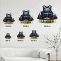 Police metal sign size guide displaying available square dimensions from 8x8 to 24x24 inches