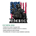 Veteran soldier metal sign shown with cut-metal construction and indoor or outdoor display details