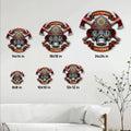 Firefighter metal sign size guide showing 8x8, 10x10, 12x12, 14x14, 18x18, and 24x24 inch options