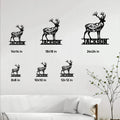 Deer metal sign size guide showing 8x8, 10x10, 12x12, 14x14, 18x18, and 24x24 inch options