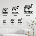 Camel metal sign size guide showing available square dimensions from 8 by 8 to 24 by 24 inches