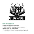 Bison metal sign product graphic showing the bold wildlife artwork and cut metal sign presentation