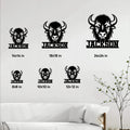 Bison metal sign size guide showing several square size options in a home wall display