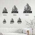 Fox metal sign size guide showing multiple square size options in a bright living room setting