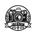 Custom photographer metal sign featuring a vintage camera, decorative foliage, and a bold banner design