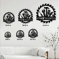 Workshop metal sign size guide showing six available square sizes from 8 by 8 to 24 by 24 inches