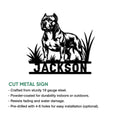 Cut metal sign product graphic showing an American Bully dog silhouette and outdoor wall decor design