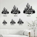 Cactus metal sign size guide showing available square sizes from 8x8 to 24x24 inches