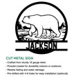 Polar bear cut metal sign shown with an Arctic wildlife design and indoor or outdoor decor features