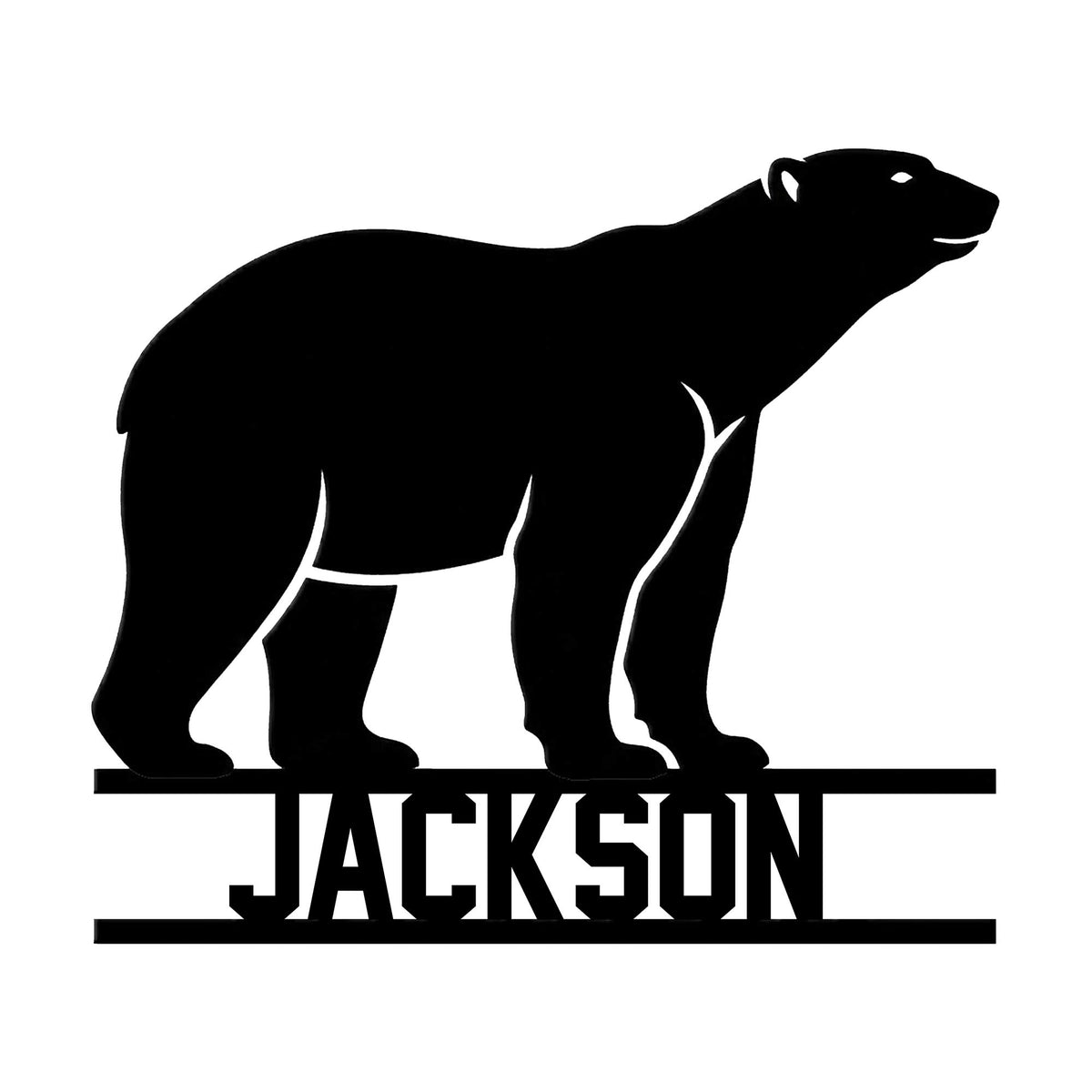 Polar bear silhouette metal sign with a bold Arctic wildlife design