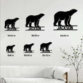 Polar bear metal sign size guide showing six available square dimensions from 8 by 8 to 24 by 24 inches