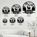 Shiba Inu metal sign size guide showing six available square sizes from 8 by 8 to 24 by 24 inches