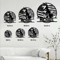 Shiba Inu patriotic metal sign shown in multiple size options on a living room wall