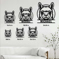 Llama metal sign size guide showing available square sizes from 8 by 8 to 24 by 24 inches