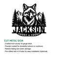 Fox metal sign shown with a detailed forest animal design and cut-metal sign features