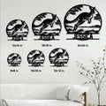 Kangaroo metal sign size guide showing six round sign dimensions from 8 by 8 to 24 by 24 inches