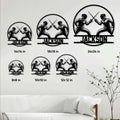 Fencing metal sign size guide showing the crossed-foil fencer design in multiple square sizes