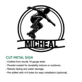 Inline skating metal sign artwork with a circular skater silhouette and cut metal sign feature guide