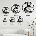 Civil engineer metal sign size guide showing six size options in a staged living room setting