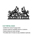 Cardinal pair metal sign shown with a cut-metal design feature overview for indoor or outdoor display