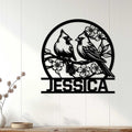 Cardinal wall decor displayed on a light wood wall above a console table in a bright home