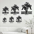 Cardinal cross metal sign shown in multiple size options for wall decor and display spaces