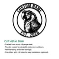 Parrot metal sign feature infographic showing the circular bird artwork and product presentation