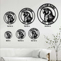 Parrot metal sign size guide showing multiple circular size options from small to large