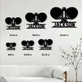 Table tennis metal sign size guide showing multiple square size options for wall display