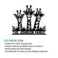 Giraffe family metal sign feature graphic highlighting cut-metal construction and indoor or outdoor display