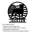 American Bulldog cut metal sign feature graphic showing the patriotic dog silhouette design