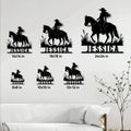Cowgirl horse metal sign size guide showing several available sign dimensions