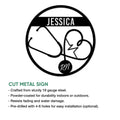 Nurse stethoscope heart metal sign shown in a product feature graphic for indoor or outdoor display