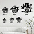 Baker metal sign size guide showing six square size options from 8 by 8 to 24 by 24 inches