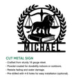 Law office metal sign displaying a lion and scales of justice above a law book