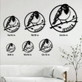 Robin metal sign size guide showing circular bird designs in six available square sizes