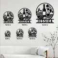Wine vineyard metal sign size guide showing six available square sizes from 8 by 8 to 24 by 24 inches