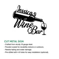 Wine bar metal sign artwork with a bottle pouring into a wine glass and decorative script lettering