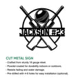 Cricket metal sign with crossed bats and ball design shown as a cut metal wall decoration